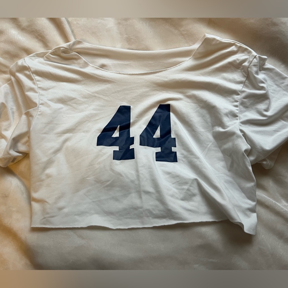 Off the shoulder number shirt